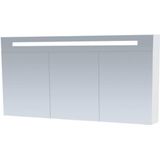 BRAUER Double Face Spiegelkast - 140x70x15cm - verlichting - geintegreerd - 3 links- rechtsdraaiende spiegeldeur - MDF - hoogglans wit 7074