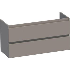 BRAUER Solution Small Wastafelonderkast - 100x39x50cm - 2 softclose greeploze lades - 1 sifonuitsparing - MDF - mat taupe 1792