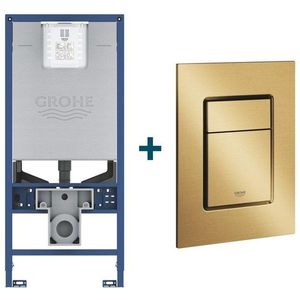 GROHE Rapid SLX Inbouwreservoir - frame netspanning - douchewc aansluiting - GROHE Skate cosmopolitan bedieningsplaat - Geborsteld Cool Sunrise sw242307/sw405420