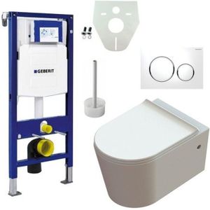 Nemo Spring Nemo Spring Moon pack Hangtoilet - Geberit Systemfix - montage element - Geberit Sigma 20 duwplaat wit glans verchroomd - isolatieset Geberit debietmoderator - wit 087953/GA54753/sw53743/sw288193/sw356060/