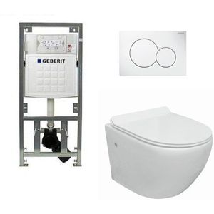 Nemo Go toiletset compact Rimless inclusief UP320 toiletreservoir met softclose en quickrelease toiletzitting met bedieningsplaat wit 0701131/0700518/sw242519/