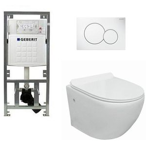 Nemo Go toiletset compact Rimless inclusief UP320 toiletreservoir met softclose en quickrelease toiletzitting met bedieningsplaat wit 0701131/0700518/sw242519/