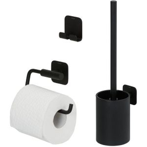 Tiger Colar Toiletaccessoireset Toiletborstel met houder Toiletrolhouder zonder klep Handdoekhaak – Zwart 800134