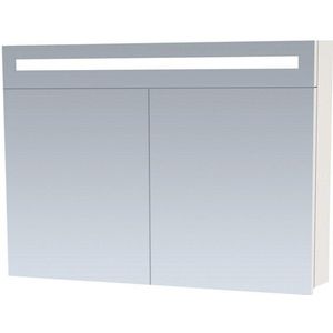 BRAUER 2.0 Spiegelkast - 100x70x15cm - verlichting geintegreerd - 2 links- en rechtsdraaiende spiegeldeuren - MDF - hoogglans wit 7209
