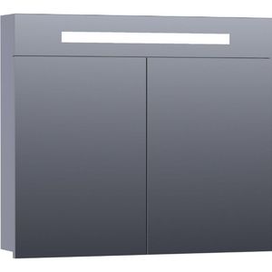 BRAUER 2.0 Spiegelkast - 80x70x15cm - verlichting geintegreerd - 2 links- en rechtsdraaiende spiegeldeuren - MDF - mat grijs 7305