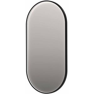 INK SP21 spiegel - 120x4x60cm ovaal in stalen kader incl indir LED - verwarming - color changing - dimbaar en schakelaar - geborsteld metal black 8409475