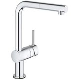 GROHE Minta Touch elektronische keukenkraan met draaibare L uitloop met uittrekbare mousseur en 6V lithium batterij chroom 31360001