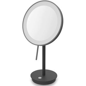 Zack Alona cosmeticaspiegel 13.3x20x37.8cm staand spiegel kantelbaar met batterijen zwart gepoedercoat 40142