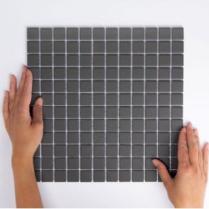 The Mosaic Factory London mozaïektegel - 30x30cm - wand en vloertegel - Vierkant - Porselein Black Mat LO2317