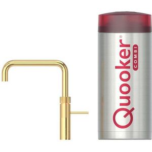 Quooker BE Fusion Square kokendwaterkraan - draaibare uitloop - Combi reservoir - Warm / kokend water - Verguld glans 22FSGLD-BE