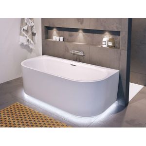 Riho Desire half vrijstaand half vrijstaand ligbad met overloop 180x84cm met Sifon met LED plint Glans Wit B089002005