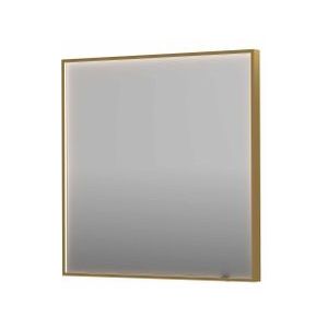 INK SP19 spiegel - 80x4x80cm rechthoek in stalen kader incl dir LED - verwarming - color changing - dimbaar en schakelaar - geborsteld mat goud 8409047