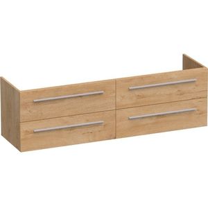 BRAUER EX WastafelOnderkast - 160x46x50cm - 4 softclose lades - zonder greep - 2 sifonuitsparingen - MFC - nomad 1310