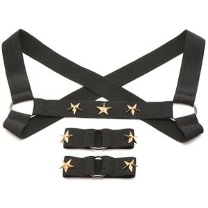 XR Brands - Borstharnas Met Armbanden - Zwart