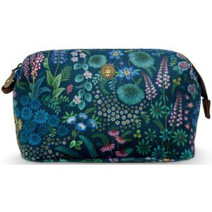 Pip Studio Cooper Make up tasje - Querida Velvet Toilettas - Donkerblauw - 22.5x9.5x15cm