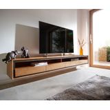 Tv-meubel Stonegrace 240 cm acacia natuur 2 vakken 4 laden steenfineer zwevend