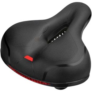 Fietszadel met Schokdemping en Ademend Design – Ergonomisch Zadel met LED-verlichting – Universeel voor Stadsfiets, Elektrische Fiets en MTB – 25x21 cm – Zwart