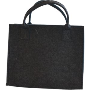 Boodschappentas Vilt - Grijs / Rood - 35 x 20 x 28 cm - Vilten tas - Stevige tas - Goodiebag - Shopper - Handtas