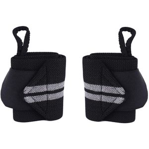 Fitness / Crossfit Polsband - Polsbandage Wrist Support Wraps - Pols Bandage Band - Set Van 2 Stuks - Zwart/Grijs