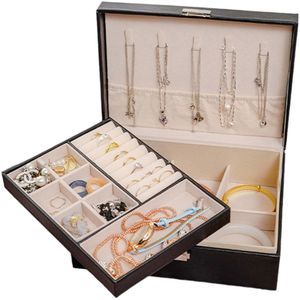 Juwelendoos XL - Zwart - 23 x 17 x 9 cm - Sieradendoos - Oorbellen Rekje - Oorbellen Organiser - Sieraden Organiser