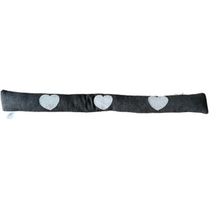 Tochtrol - Zwart Hartjes - Katoen - 90 x 10 cm - Tochthond - Tochtstopper - Isolatie tegen Tocht