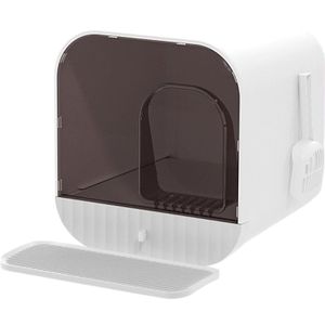 Moderne Kattenbak met Filter en Lade – Gesloten Katten Toilet – Kattenbak met Deur, Schep en Mat – Grote Hygiënische Kattenbak voor Binnen en Buiten