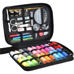 Naaiset - 139 delig - Zwart - 20 x 14 cm - Naaidoos voor op Reis - Naaisetje - Naai set