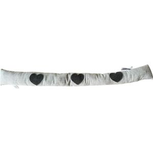 Tochtrol - Grijs Hartjes - Katoen - 90 x 10 cm - Tochthond - Tochtstopper - Isolatie tegen Tocht