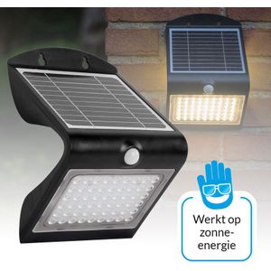 FlinQ Atalanta - Solar Wandlamp - Solar Tuinverlichting - Zonne-energie - Bewegingssensor - 4W - Zwart