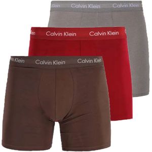 Calvin Klein Boxershorts Long 3-pack Rood-bruin