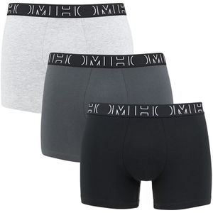 Hom Boxershorts Long Patrick 3-pack Grijs-zwart