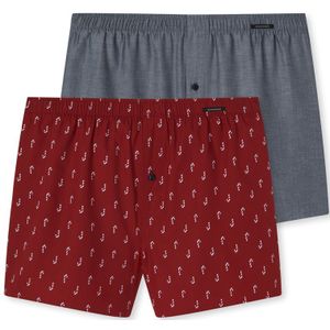 Schiesser Boxers Jersey 2-pack Print Rood