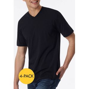 Schiesser American V-hals T-shirts 4-pack Zwart