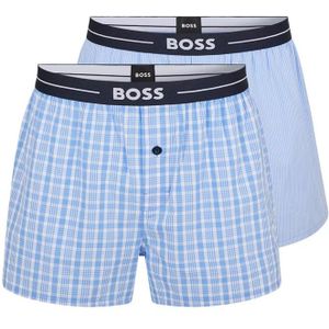 Hugo Boss Boxers Wijd 2-pack Streep-ruit Blue