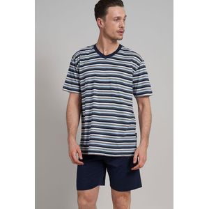 Gotzburg Shortama V-hals Blauw Gestreept