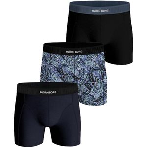 Bjorn Borg Boxershorts Premium Cotton 3-pack Blauw-zwart