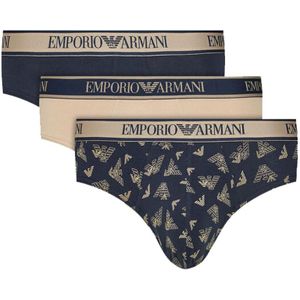 Armani Slips 3-pack Zwart-beige Met Logoprint