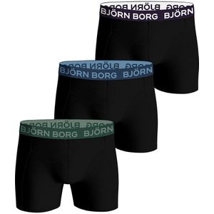 Bjorn Borg Boxershorts 3-pack Cotton Stretch Zwart Met Gekleurde Logoband