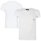 Armani T-shirt V-hals Megalogo Wit