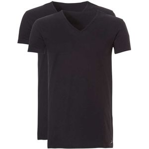 Ten Cate T-shirts Basic Long Met V-hals Zwart 2-pack