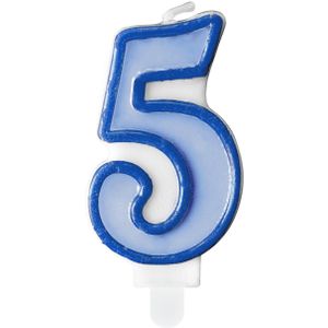 Kaars 5 Jaar Blauw 7cm