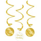 Hangdecoratie 40 Jaar Happy Birthday 17cm 3st