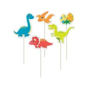 Dinosaurus Cocktailprikkers Gekleurd 12st