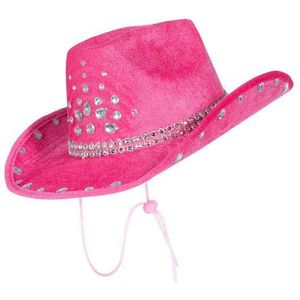 Cowboy Hoed Roze Dames Strass Steentjes
