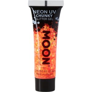Moon Glow Neon UV Chunky Glitter Gel Orange 12ml