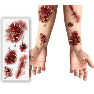 Halloween Nep Tattoos Wonden Met Wormen 30cm