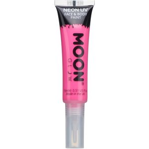 Moon Glow Neon UV Face Paint with Brush Applicator Intense Pink 15ml