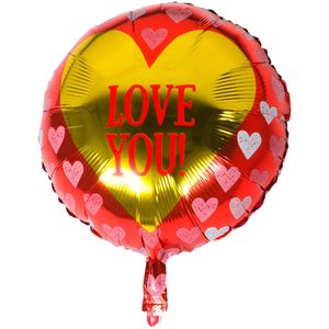 Helium Ballon Hart Love You Goud 45cm leeg