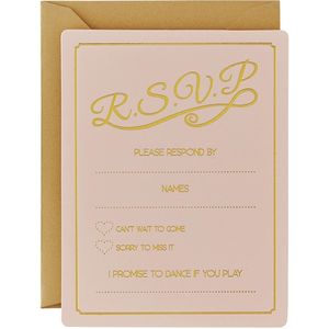Roze Uitnodigingen R.S.V.P 12,9cm 10st