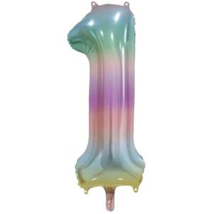 1 Jaar Helium Ballon Regenboog Pastel Leeg 86cm